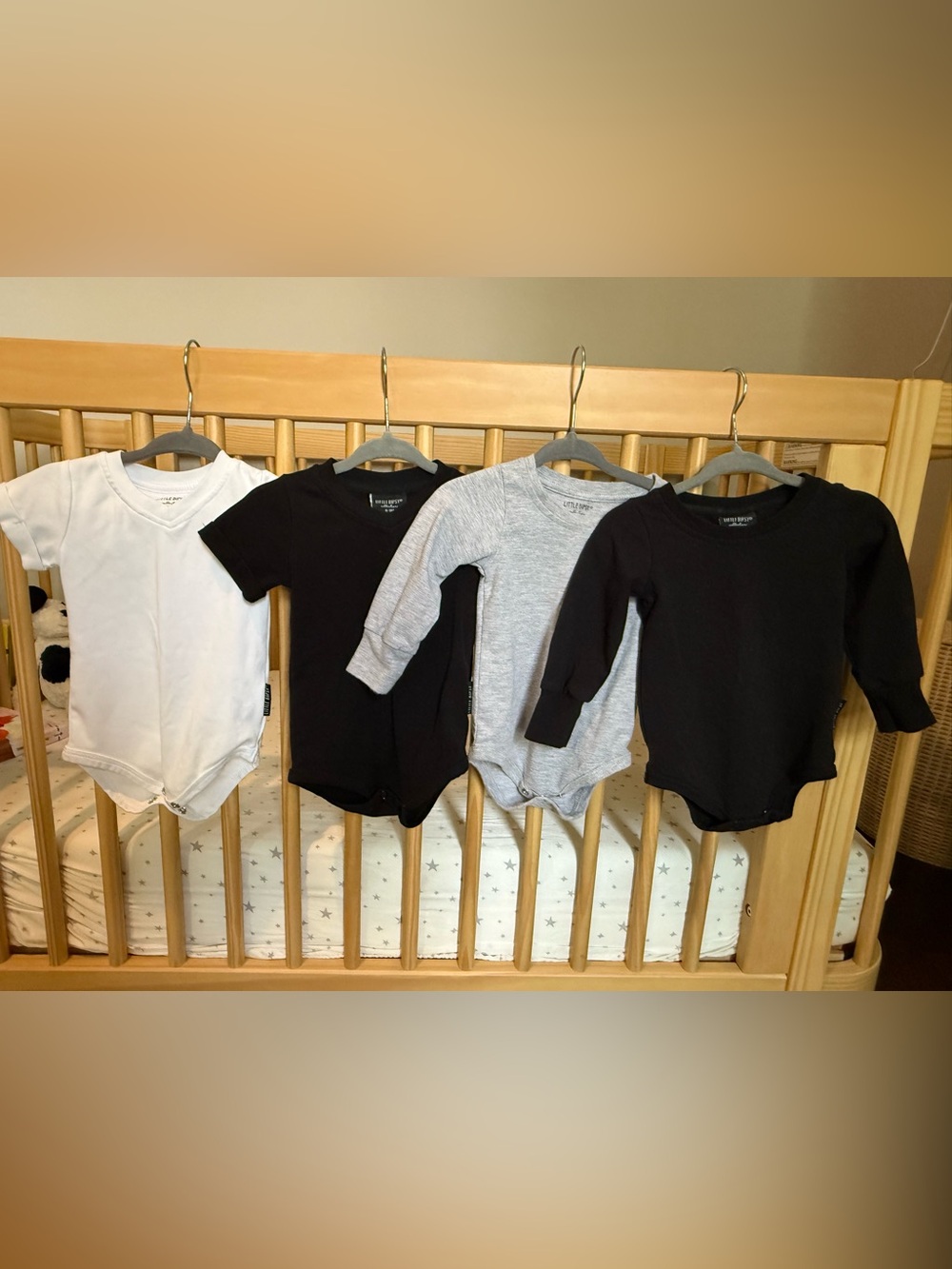 EUC Little Bipsy Core Basics Bodysuit Bundle:  Size 6-9M (Black, White & Grey)